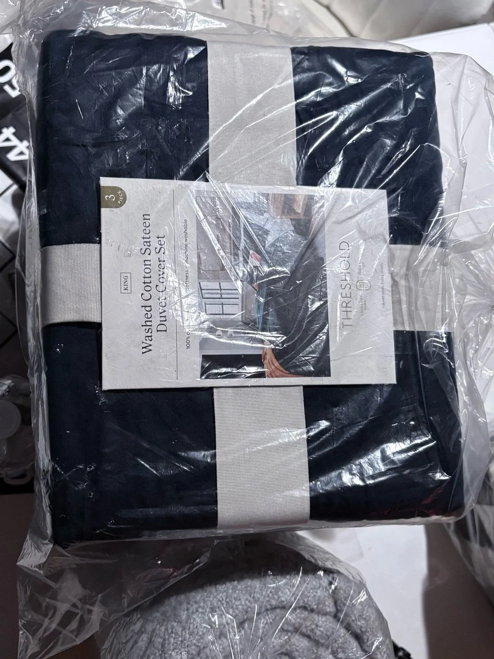 Threshold Navy Duvet Cover Set with Cream Accent